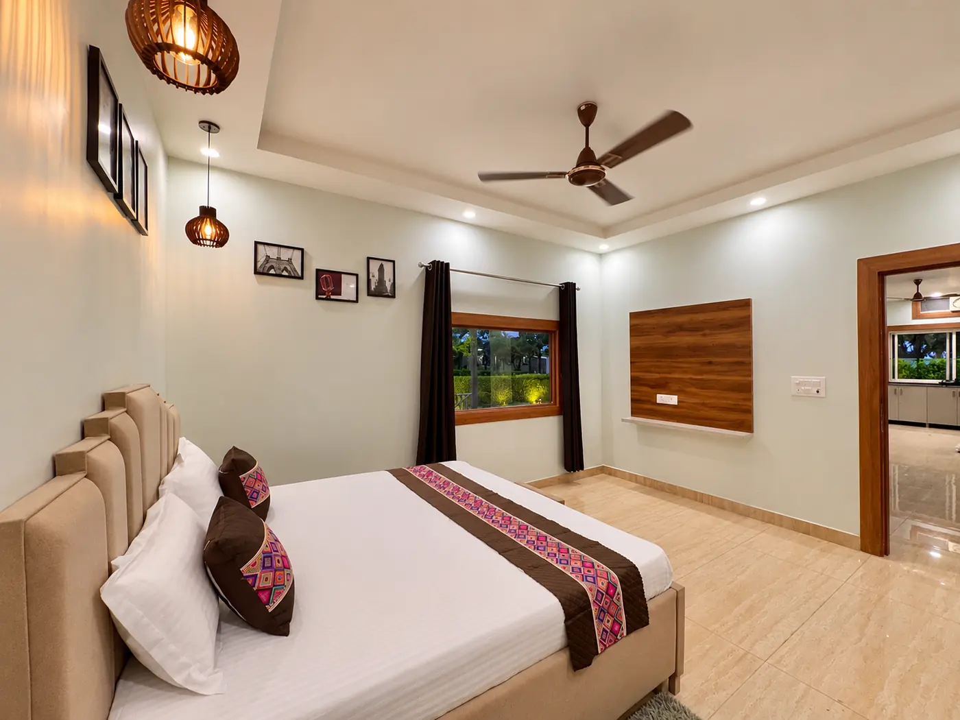 Bedroom three at Mulberry Farm, Noida — air-conditioned double room