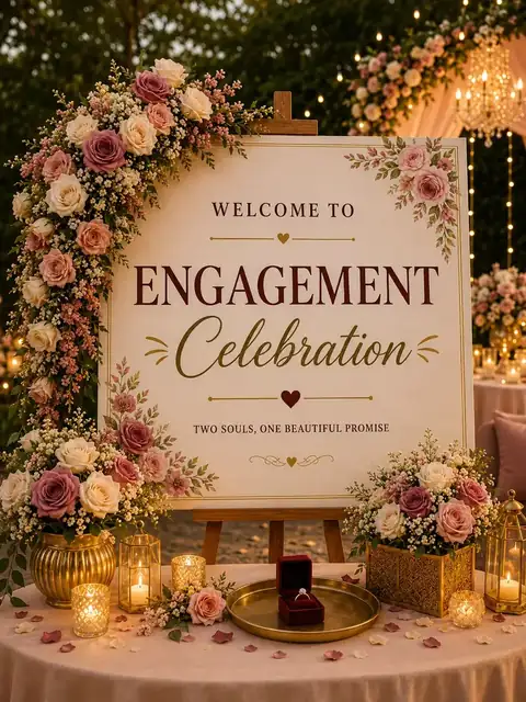Engagement ceremony decor at Mulberry Farm engagement venue in Noida
